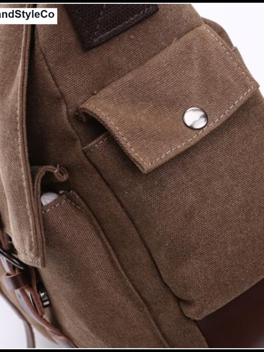 Canvas Leather Messenger Bag Laptop Briefcase Shoulder Bag Unisex - Picture 2 of 4